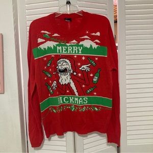 Rick and Morty Merry Rickmas Ugly Christmas Sweater Red Men’s Medium Xl